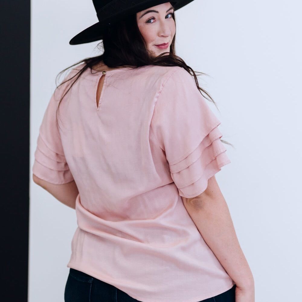 💕 Andree by Unit Mauve Sweetie Pie  Layered Sleeve Top Regular Plus New NWT - Picture 2 of 7